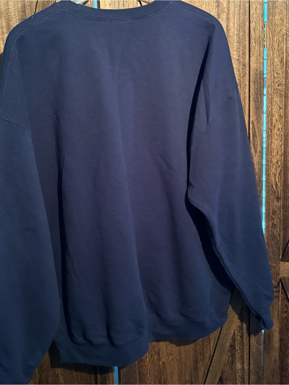 Gildan Navy Blue Heavy Blend Crewneck Sweatshirt; Be Happy; 2XL - Picture 4 of 5